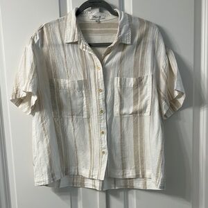 Madewell linen cotton button down shirt medium women, size med.